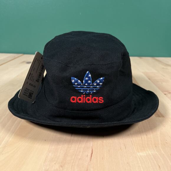 Adidas Originals American Flag Black Bucket Hat Cap OSFM Mens Unisex Americana - Picture 1 of 7